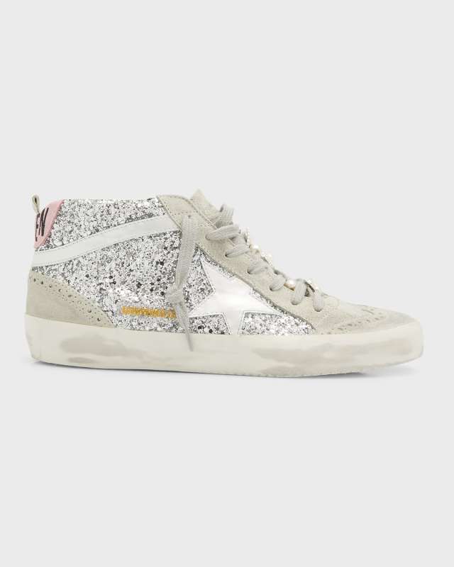 Mid Star Glitter Wing-Tip Sneakers